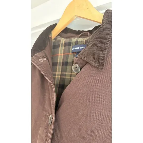 Lands' End Vintage Brown Women’s Barn Jacket Plaid Lined Size XL - Picture 4 of 5